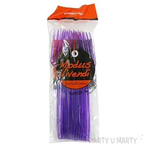 widelce fioletowe transparentne 15 cm 10 szt