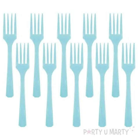 widelce plastikowe amscan blekitne 16 cm 10 szt