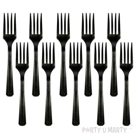 widelce plastikowe amscan czarne 16 cm 10 szt