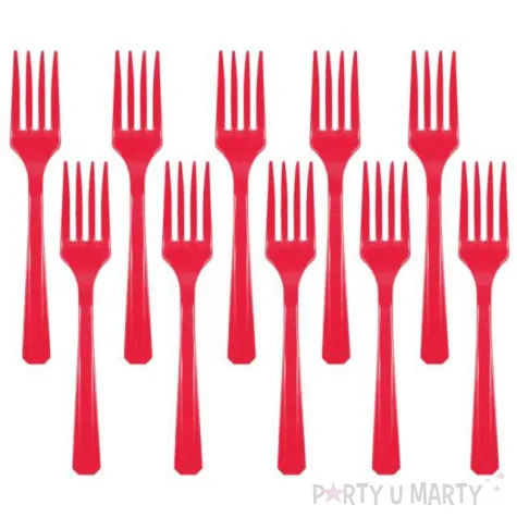 widelce plastikowe amscan czerwone 16 cm 10 szt