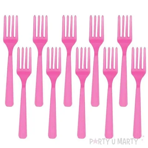 widelce plastikowe amscan rozowe 16 cm 10 szt