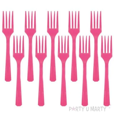 widelce plastikowe amscan rozowe ciemne 16 cm 10 szt