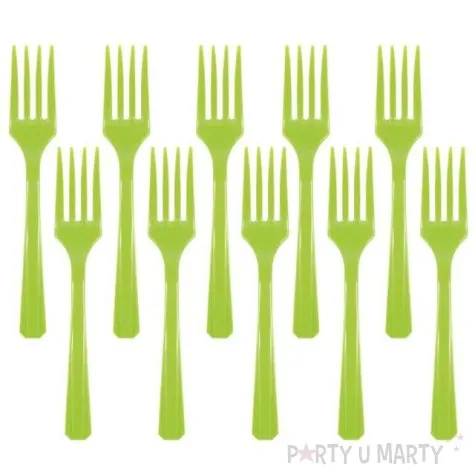 widelce plastikowe amscan zielone jasne 16 cm 10 szt