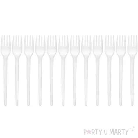 widelce plastikowe arpex biale 16 cm 12 szt