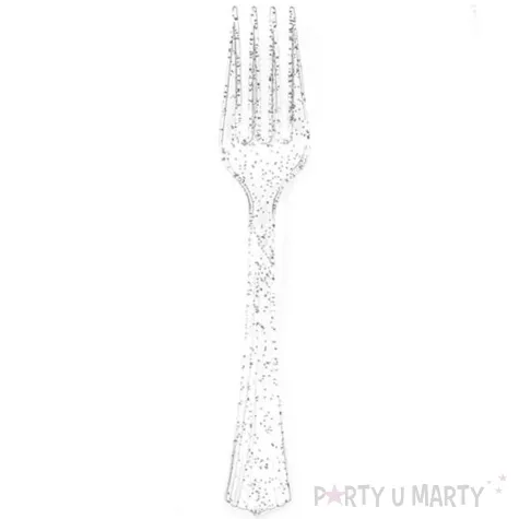 widelce plastikowe brokatowe srebrne partypal 14 cm 20 szt