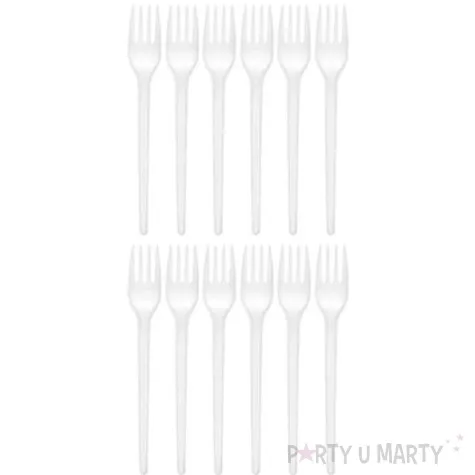 widelce plastikowe classic biale ravi 12 szt