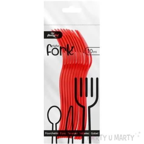 widelce plastikowe classic czerwone partypal 10 szt