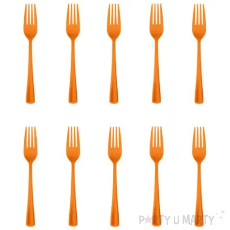 widelce plastikowe classic pomaranczowe partypal 10 szt