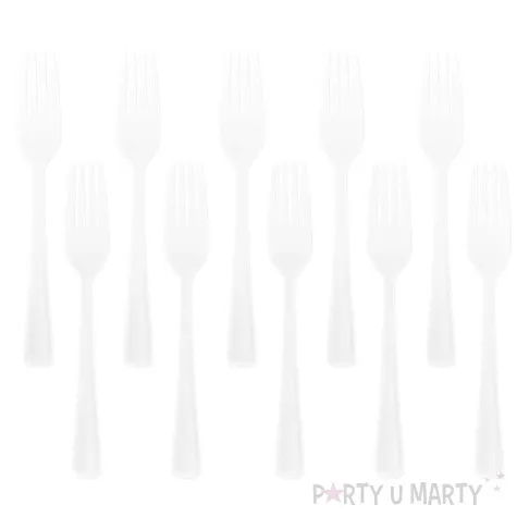 widelce plastikowe dlugie biale partypal 10 szt
