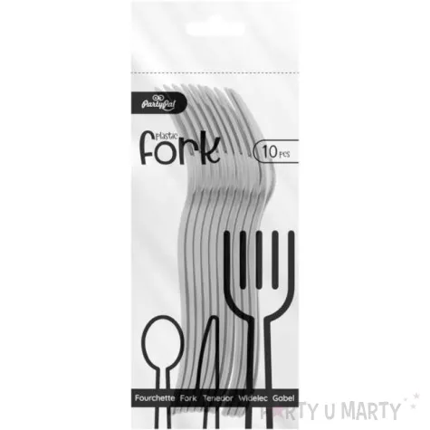 widelce plastikowe dlugie srebro antyczne partypal 10 szt