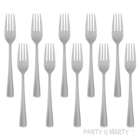 widelce plastikowe dlugie srebro antyczne partypal 10 szt