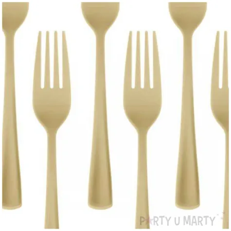 widelce plastikowe dlugie zloto antyczne partypal 10 szt