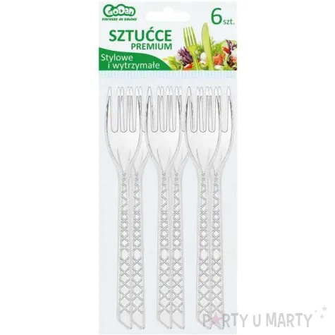 widelce plastikowe medium transparentne godan 6 szt