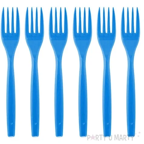 widelce plastikowe soczyste kolory niebieski arpex 6 szt