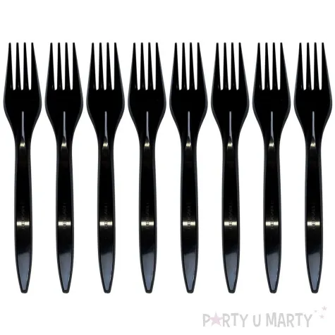 widelce plastikowe wielorazowe arpex czarny 18 cm 8 szt