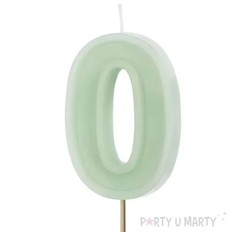 wieczka na tort cyfra 0 zielony partydeco 10 cm