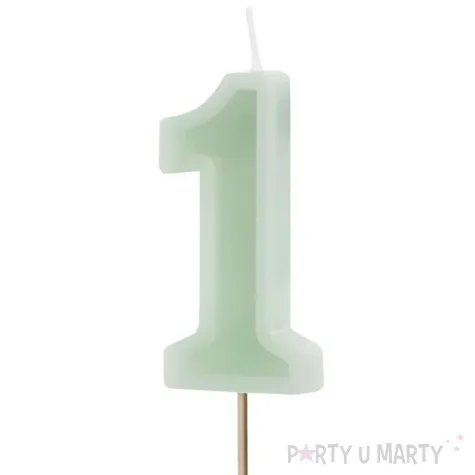 wieczka na tort cyfra 1 zielony partydeco 10 cm
