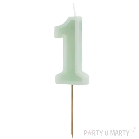 wieczka na tort cyfra 1 zielony partydeco 10 cm