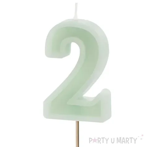 wieczka na tort cyfra 2 zielony partydeco 10 cm