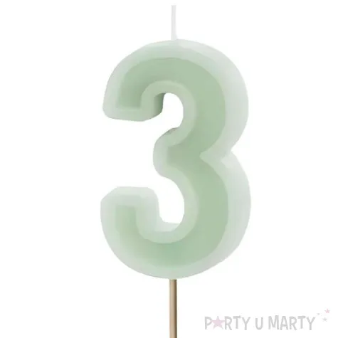 wieczka na tort cyfra 3 zielony partydeco 10 cm