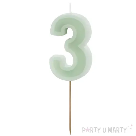 wieczka na tort cyfra 3 zielony partydeco 10 cm