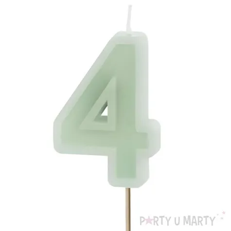 wieczka na tort cyfra 4 zielony partydeco 10 cm