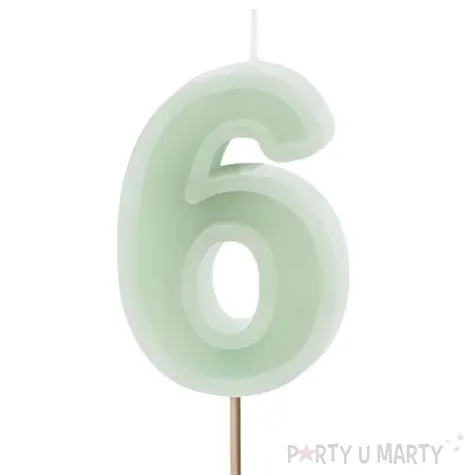 wieczka na tort cyfra 6 zielony partydeco 10 cm