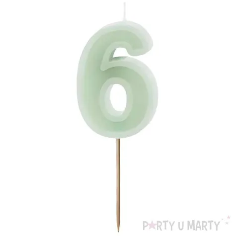 wieczka na tort cyfra 6 zielony partydeco 10 cm