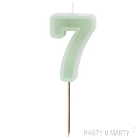 wieczka na tort cyfra 7 zielony partydeco 10 cm