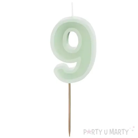 wieczka na tort cyfra 9 zielony partydeco 10 cm