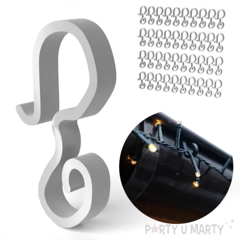 wieszak haczyki na rynne do lampek choinkowych bialy 40 szt