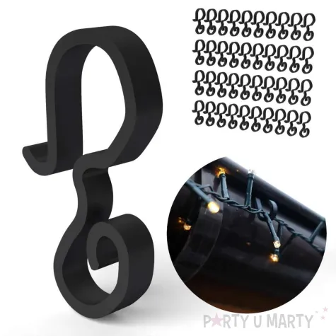 wieszak haczyki na rynne do lampek choinkowych czarny 40 szt