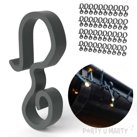 wieszak haczyki na rynne do lampek choinkowych grafitowy 40 szt