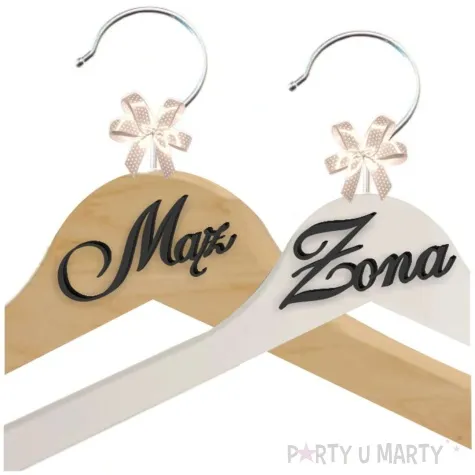 wieszaki slubne maz i zona czarny czarny drewno 2 szt