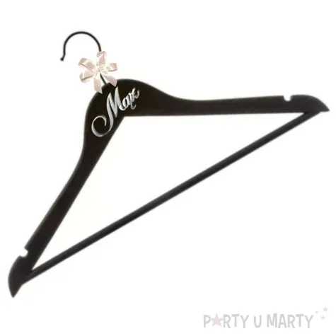 wieszaki slubne maz i zona srebrny bialy czarny drewno 2 szt