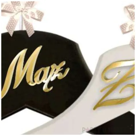 wieszaki slubne maz i zona zlote lustro bialy czarny 2 szt