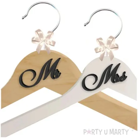 wieszaki slubne mr i mrs czarny czarny drewno 2 szt