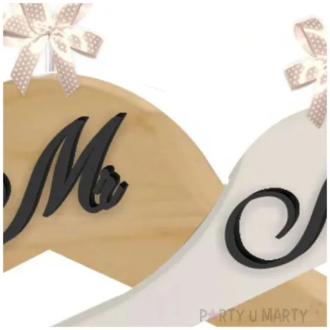 wieszaki slubne mr i mrs czarny czarny drewno 2 szt
