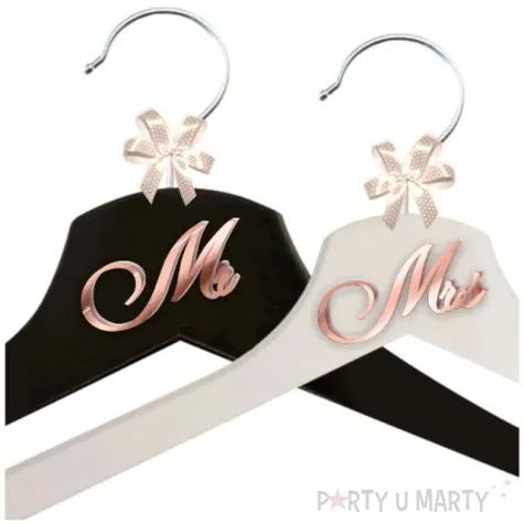 wieszaki slubne mr i mrs rose gold bialy czarny 2 szt
