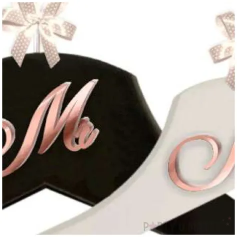 wieszaki slubne mr i mrs rose gold bialy czarny 2 szt
