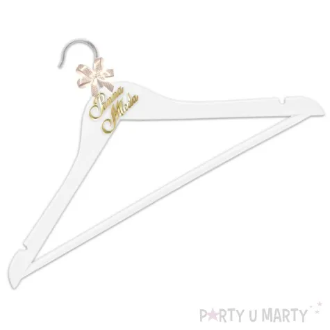 wieszaki slubne pan mlody i panna mloda zlote lustro bialy czarny 2 szt