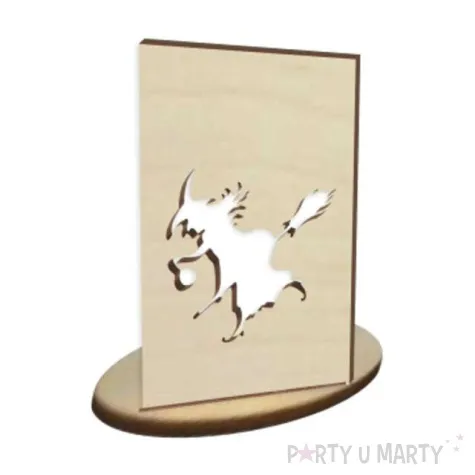 witrazyk drewniany halloween czarownica 10 cm