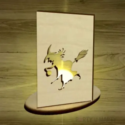 witrazyk drewniany halloween czarownica 10 cm