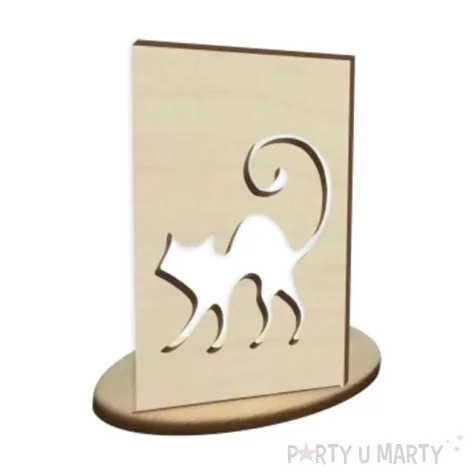 witrazyk drewniany halloween kot wiedzmy 10 cm