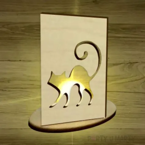 witrazyk drewniany halloween kot wiedzmy 10 cm