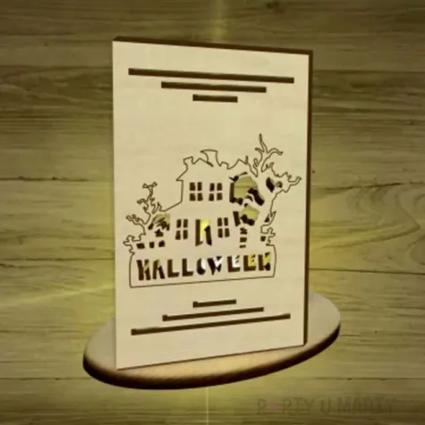 witrazyk drewniany halloween nawiedzony dom 10 cm