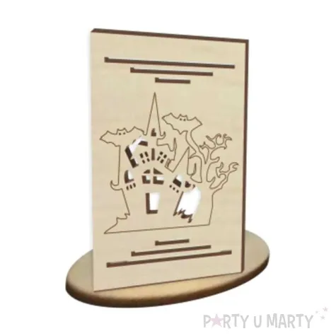 witrazyk drewniany halloween zamek duchow 10 cm