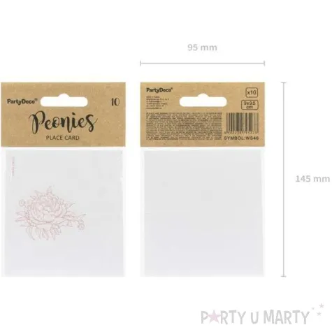 wizytowka na stol piwonie partydeco 10 szt