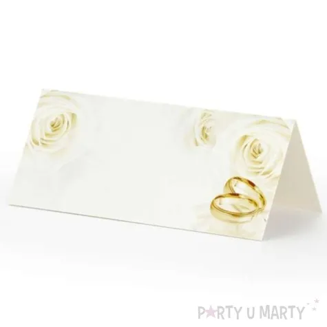 wizytowka na stol roze i obraczki 25 szt