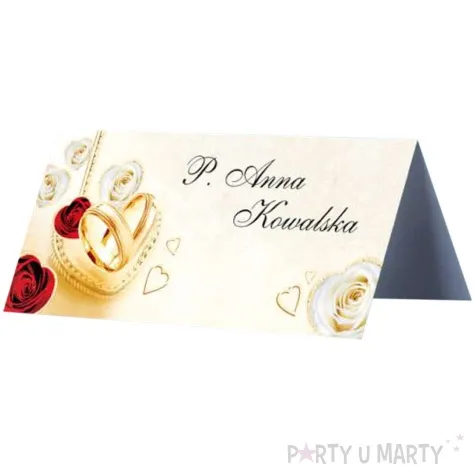 wizytowka na stol zlote obraczki partydeco 25 szt